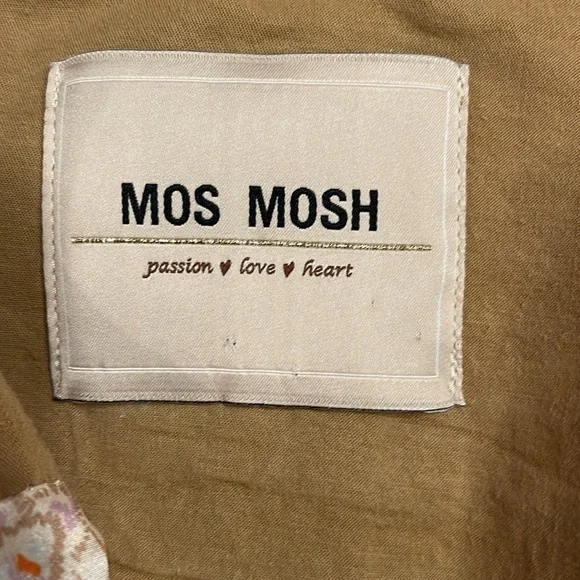 Boho Safari Utility Jacket Embroidered Tan Cotton Shacket Scandi M - Picture 6 of 12